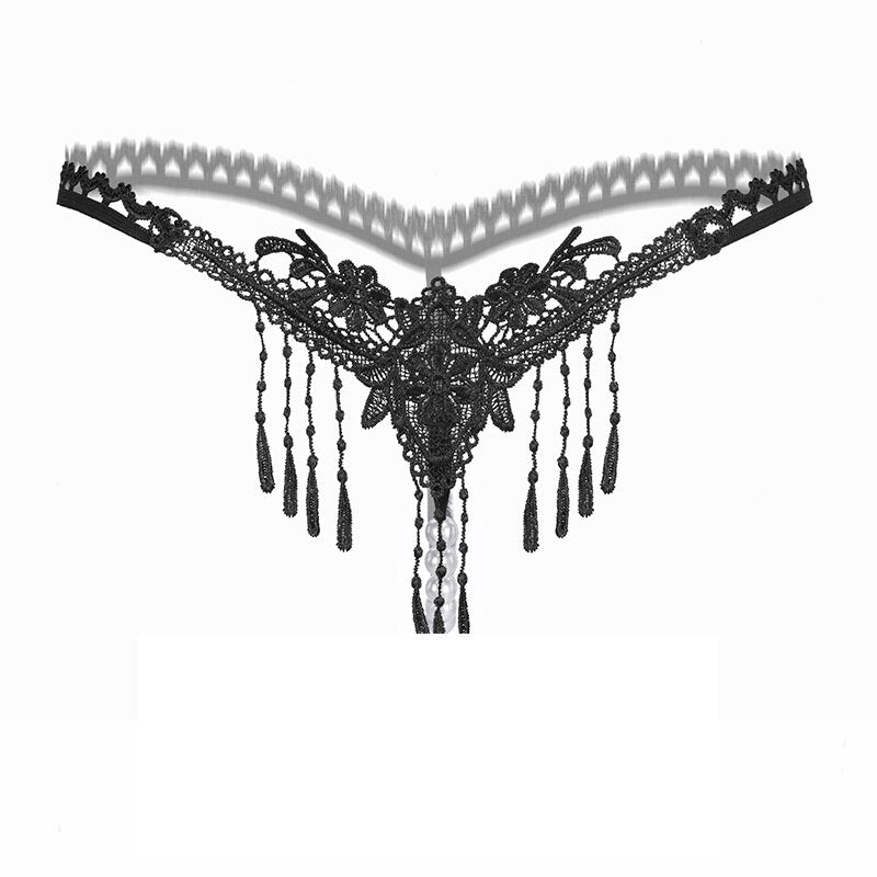 Lace Seamless Thongs with Pearls