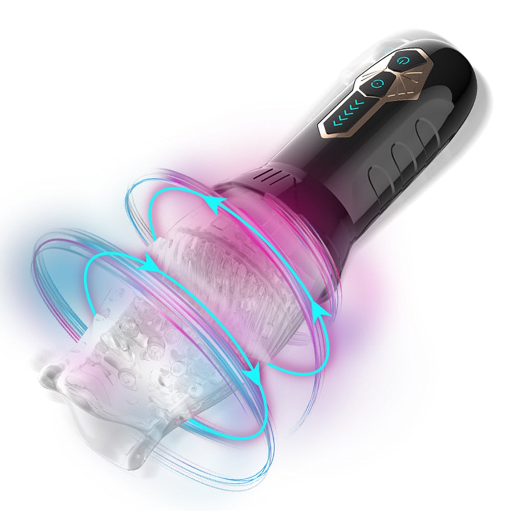 GAWK GAWK Rotary Flashlight Electric Spinning Vibrating Realistic Penis Trainer Masturbation Cup