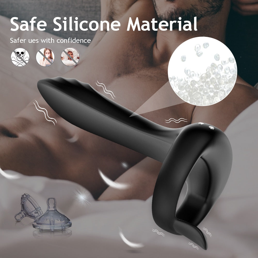 Wireless Cock Ring Vibrator Soft Silicone Butt Plug Clit GSpot Massager Testis Prostate Stimulator Adult Sex Toy for Men Couples