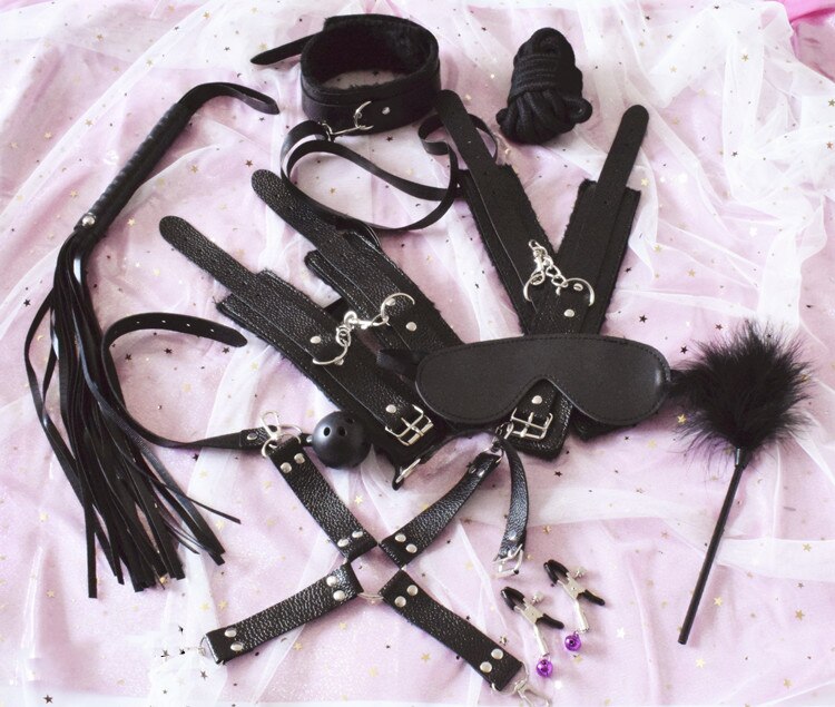 BDSM Sex Toys with Fur 10 Pcs Set